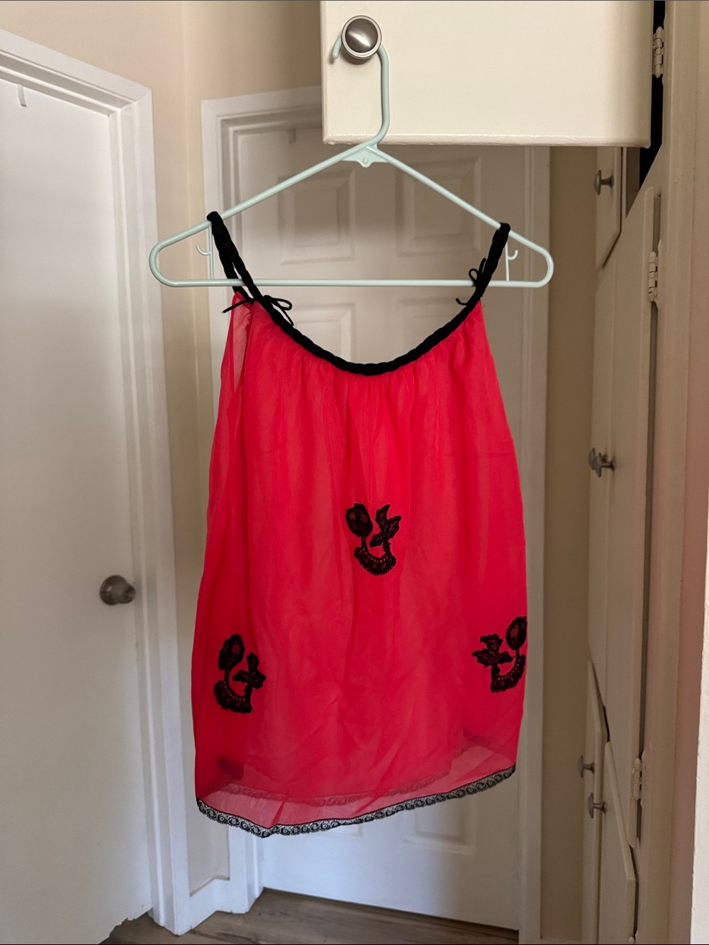 Vintage Red Embroidered Women's Top
